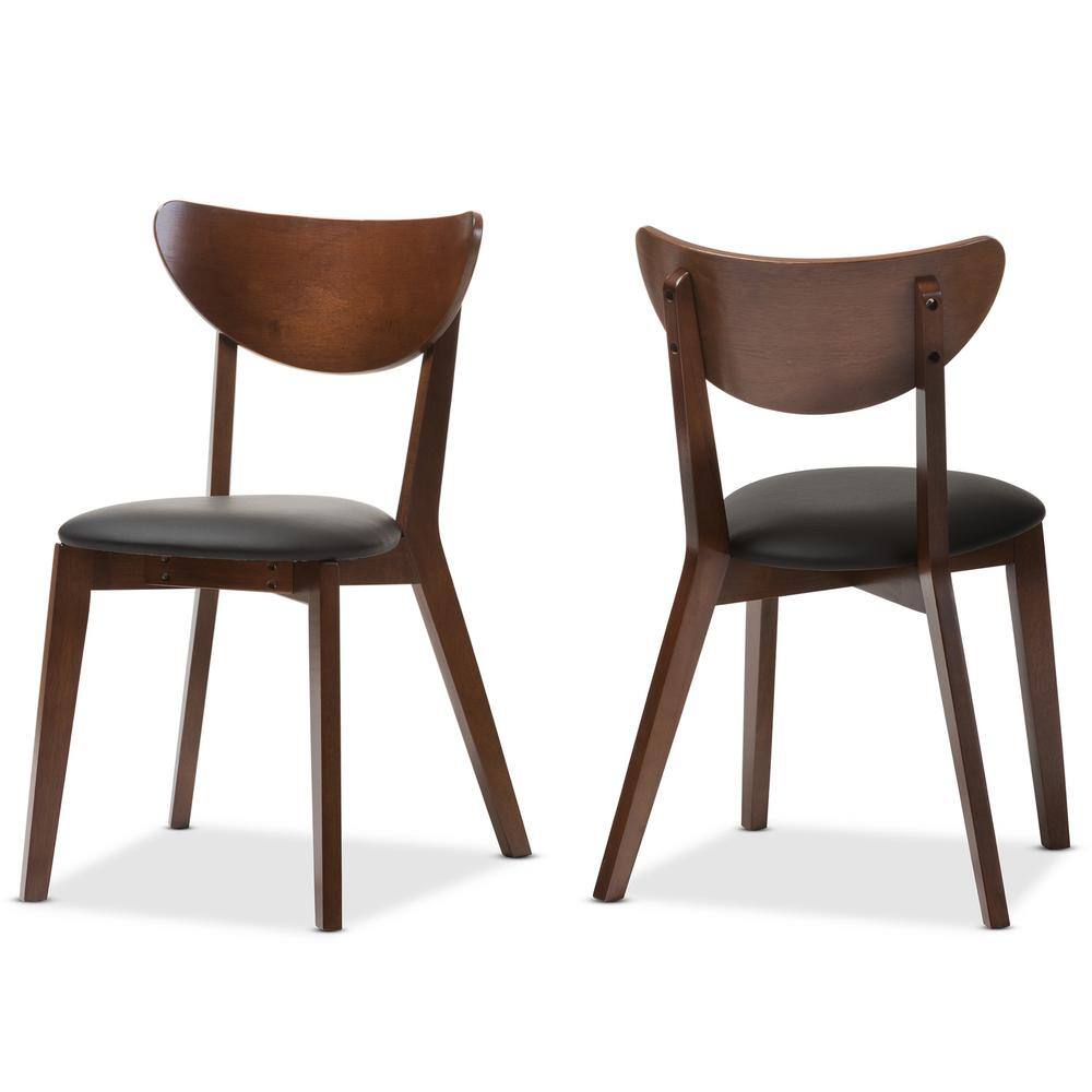 Baxton Studio Sumner Black Faux Leather Upholstered Dining Chairs (Set of 2) 2PC-7121-HD