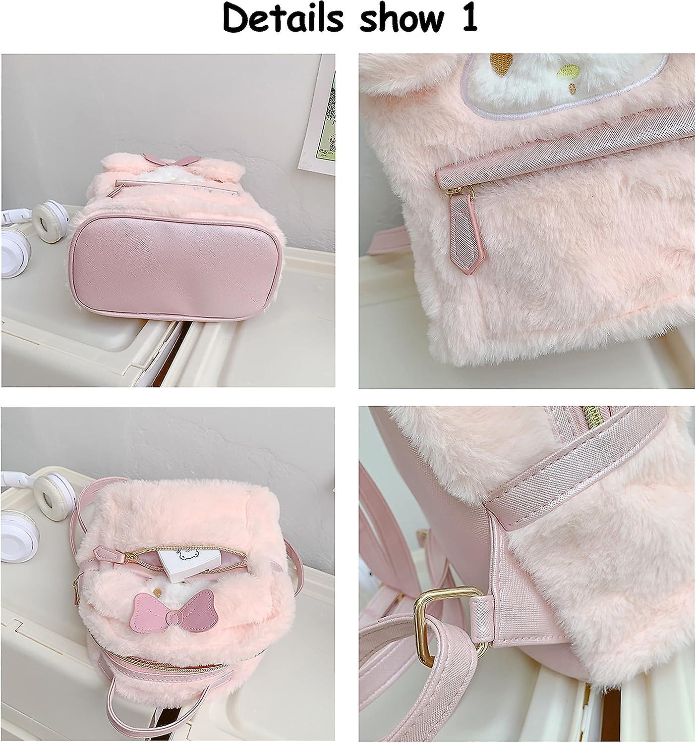 Cute Girl Plush Bag Backpacks For School， 3d Kawaii Animal Cartoon Schoolbag For Girl Bookbag School Supplies， Pink Rabbit Pink Rabbit my Melody