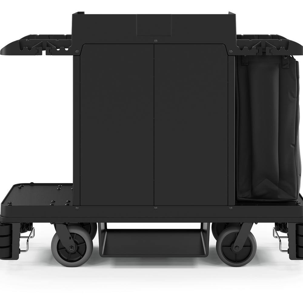 Suncast Commercial Black Partially Assembled Housekeeping CleaningJanitorial Cart HKC2002