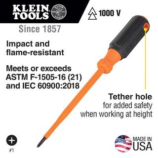 Klein Tools Insulated Screwdriver #1 Phillips Tip 6 in. Round Shank 6856INS