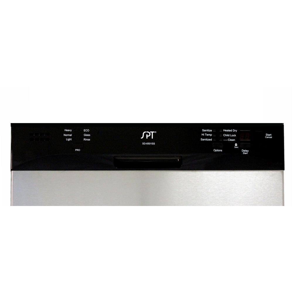 SPT 24 in. Stainless Steel Front Control Dishwasher Digital 120-volt Stainless Steel Tub SD-6501SS