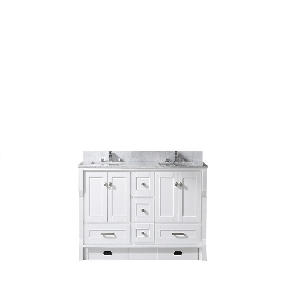 Eviva Booster 60 in. Double Sink Vanity in White with White Carrara Marble Countertop