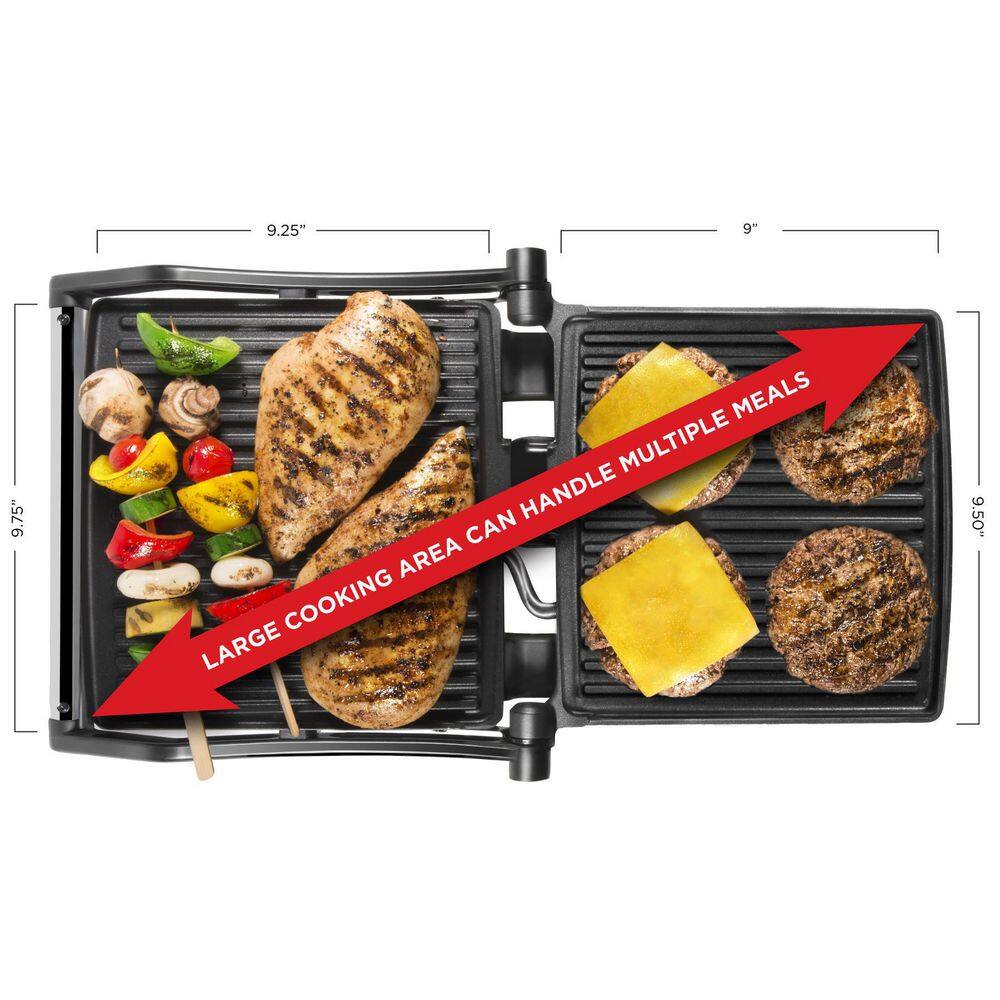 Chefman Electric Stainless Steel 180 Panini Press Black 4-Slice RJ02-180-4-R