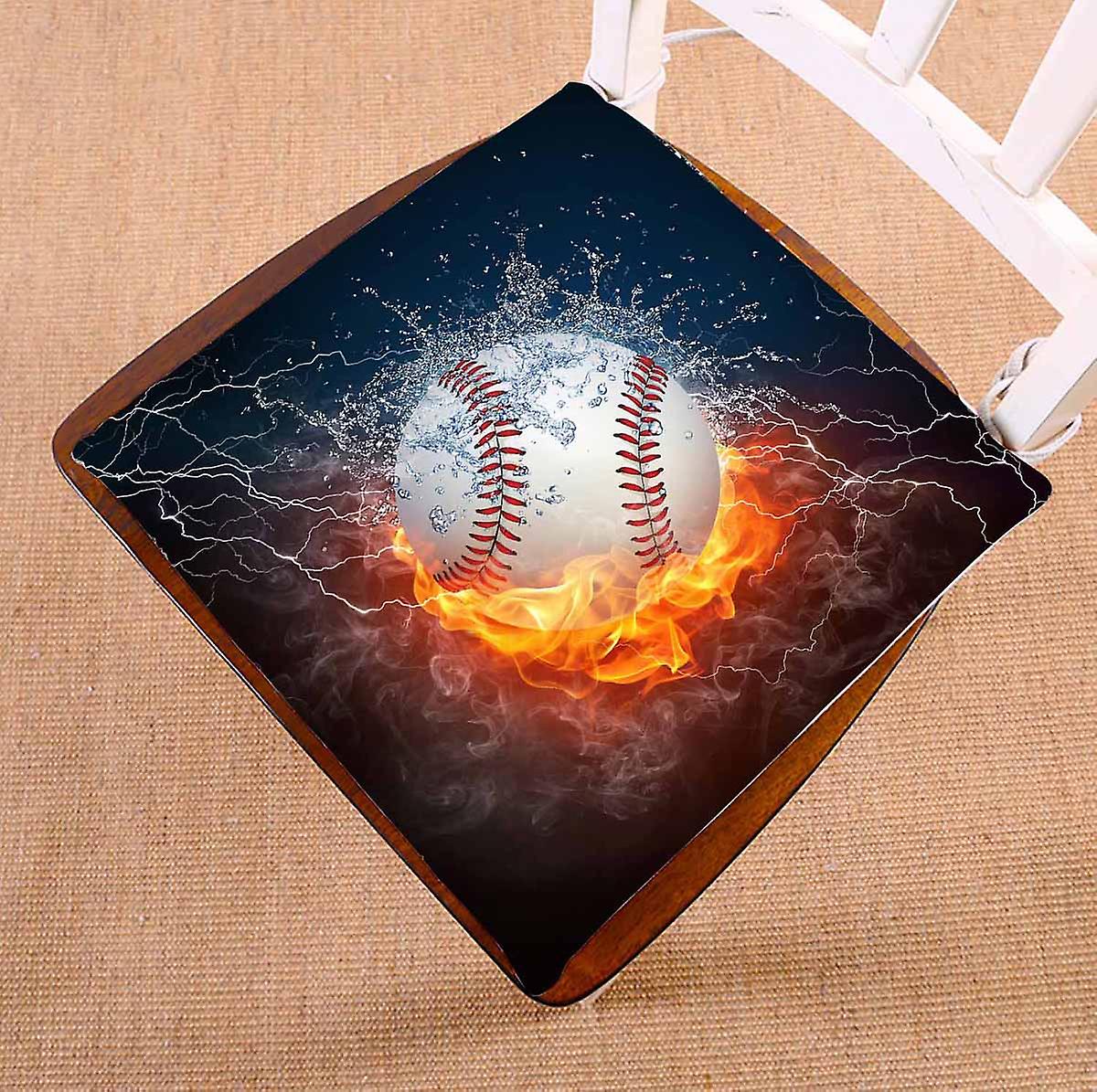 Baseball Ball In Fire And Water Of The Baseball Ball Chair Pads Chair Mat Seat Cushion Chair Cushion Floor Cushion 40x40 Cm