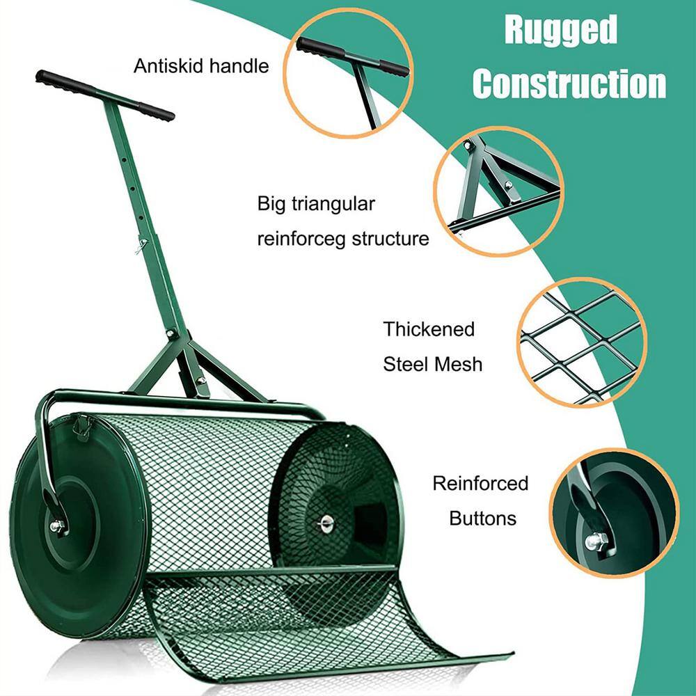 Tenleaf Peat Moss Spreader 24 in. Compost Spreader Metal Mesh T shaped Handle for planting seeding SXB554056