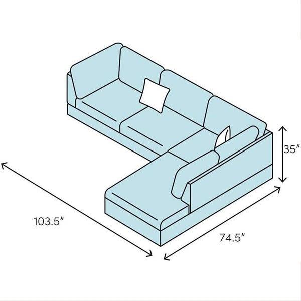 3-Pieces Sectional Sofa Set，Right Facing，Chocolate Microfiber(107B)