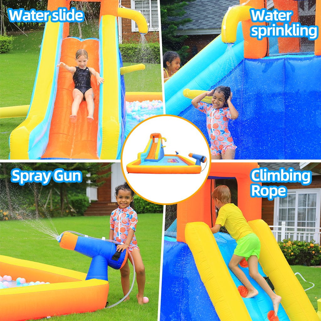 Dcenta Inflatable Water Slide Kids House With Blower