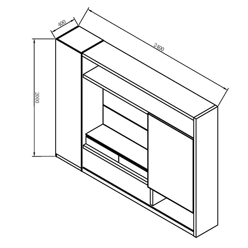 Carter Display Cabinet 2.4M - Coffee & Grey