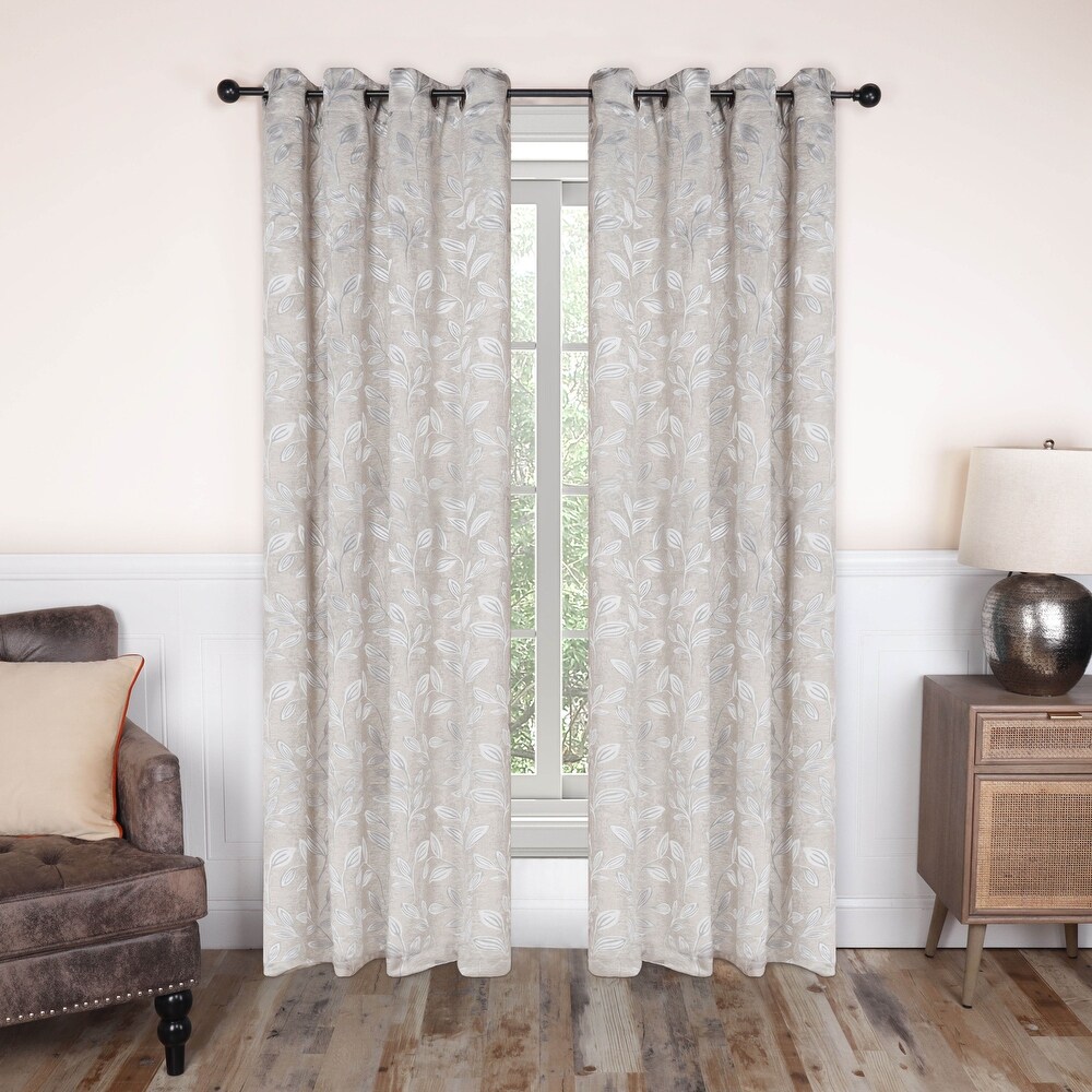 Superior Modern Bohemian Leaves Room Darkening Blackout Curtains  Rod Pocket or Grommets  Set of 2