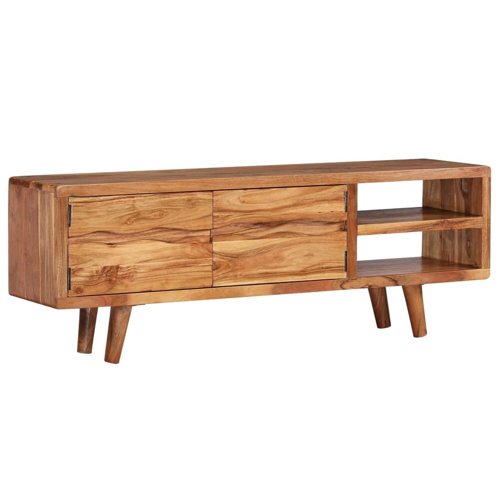 vidaXL TV Stand Solid Wood Acacia with Carved Doors 46.1\