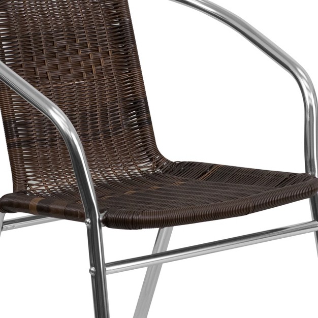 Emma And Oliver Commercial Aluminum rattan Restaurant Dining Stack Chair