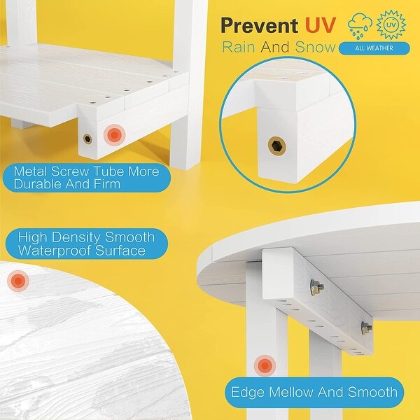 WINSOON All Weather HIPS Outdoor Round 2Tier Outdoor Side Tables Adirondack Tables