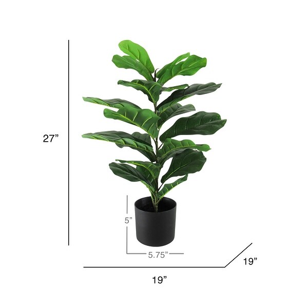 27in Real Touch Artificial Small Fiddle Leaf Fig Tree Plant in Black Pot