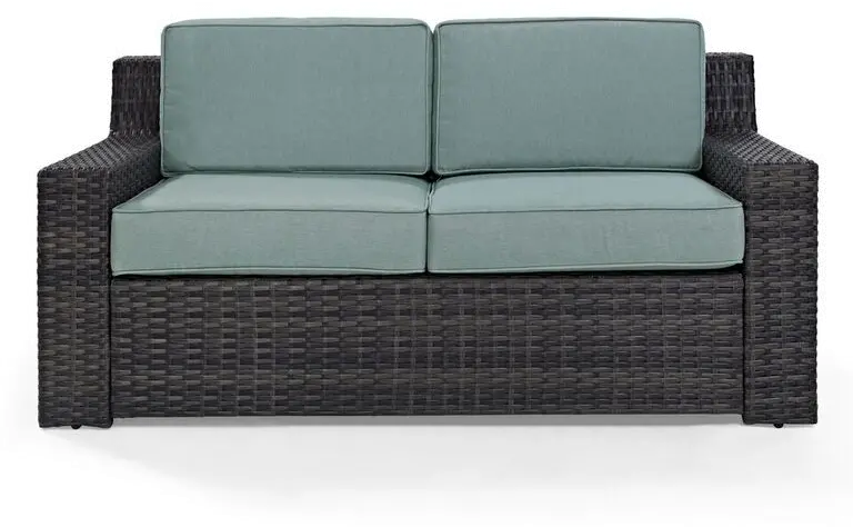 Beaufort Blue Mist and Wicker Patio Loveseat