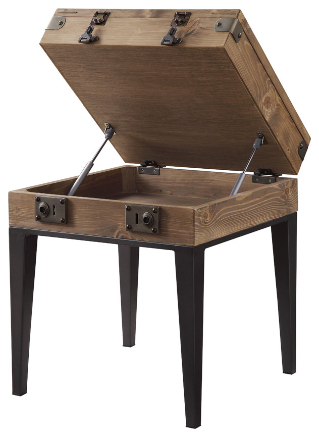 Acme Kolin Accent Table Rustic Oak and Matte Gray   Industrial   Coffee And Accent Tables   by AMOC  Houzz