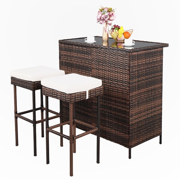 3Piece Bar Table And Bar Stool Set - Overstock - 37357302