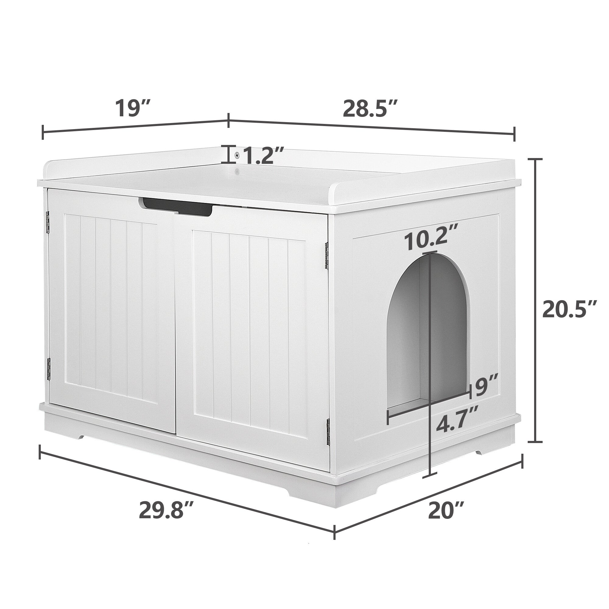 HomGarden Cat Washroom Bench Cat Litter Box Enclosure Furniture White