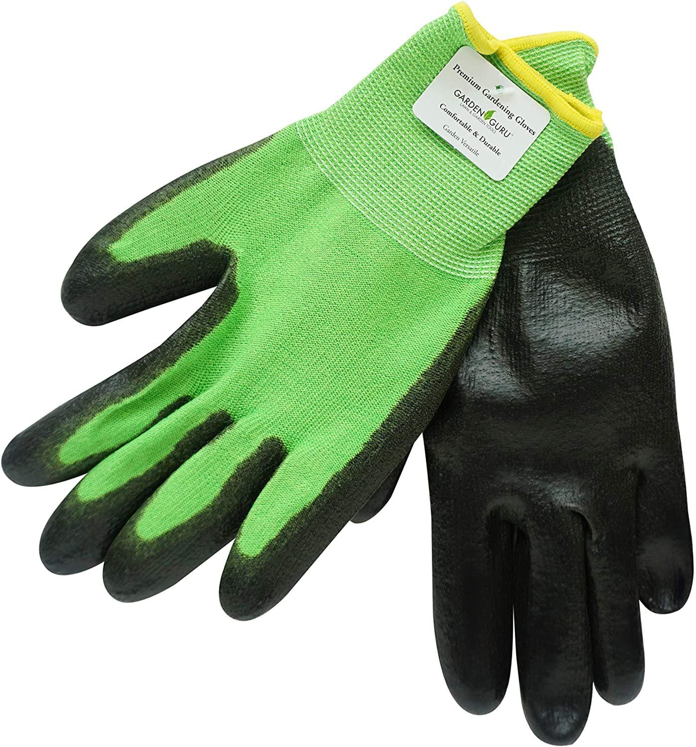 Garden Guru Premium Garden Gloves, Comfortable and Durable Gardening Gloves Women and Men, Green & Black