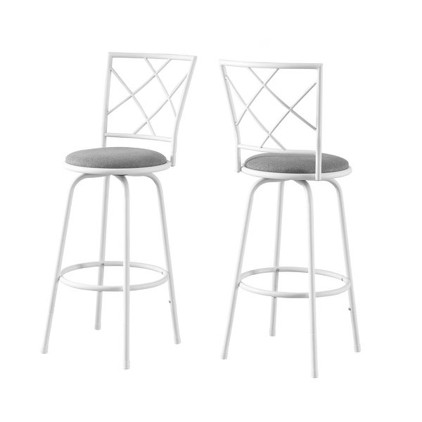 Monarch 2377 Two Piece Swivel White Grey Fabric Seat Barstool