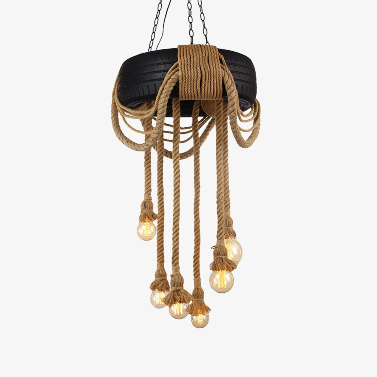 Hemp Rope Industrial Tire Chandelier