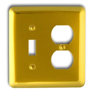 AMERELLE Brass 2-Gang 1-Toggle1-Duplex Wall Plate (1-Pack) 155TD