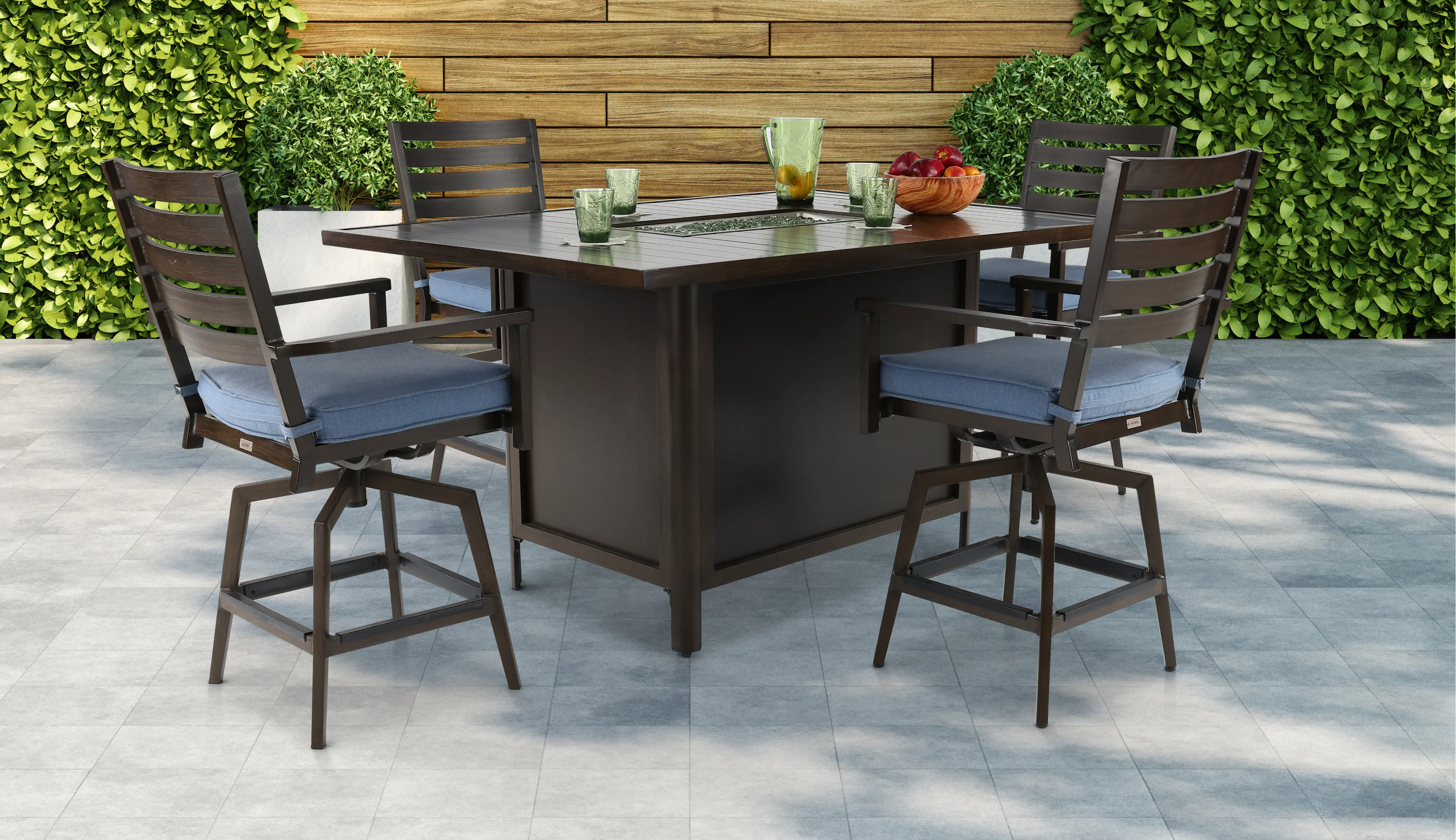 Adeline 5 Piece Patio Fire Pit Dining Set