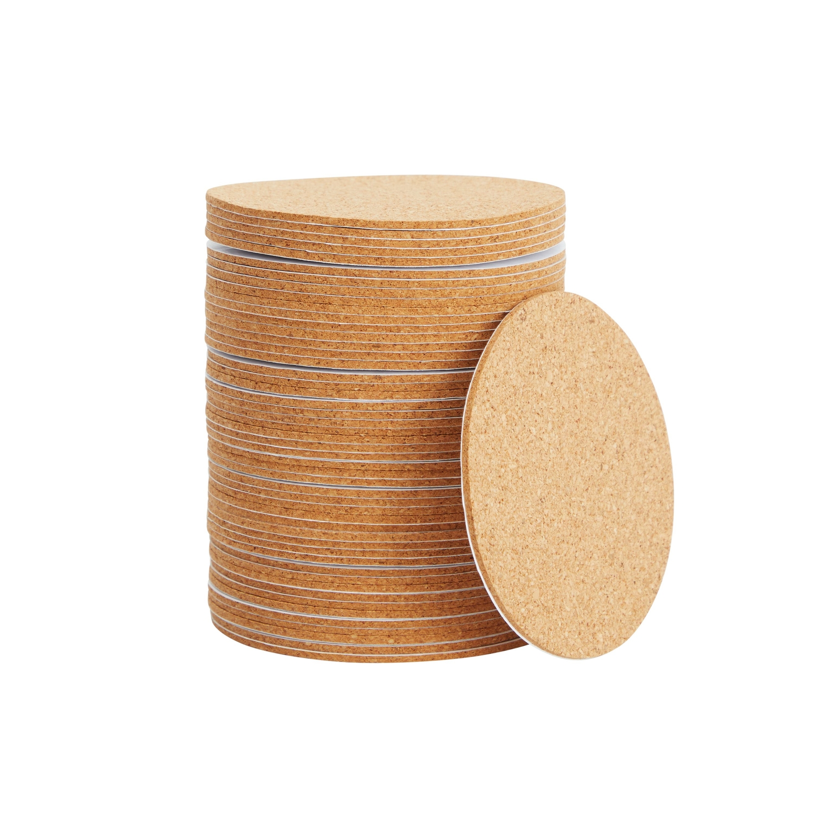 50 Pack Self-Adhesive Cork Circle Tiles， 3.5 In Backing Sheets for Coasters， DIY Crafts