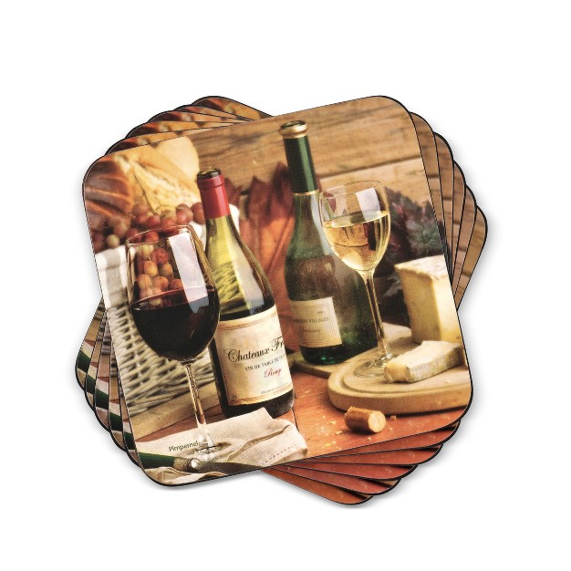 Pimpernel Artisanal Wine Coasters Set Of 6 Cork Backed Board Heat And Stain Resistant Drinks Coaster For Tabletop Protection