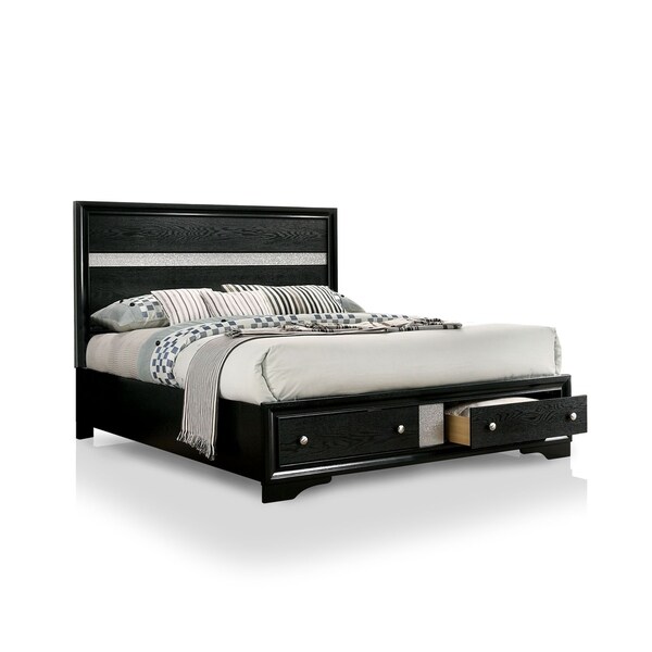 Furniture of America Manzini Black 2-piece Bed and Chest Set - - 30374676