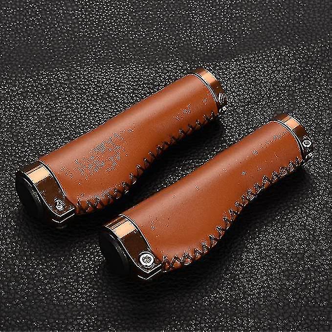 Bicycle Handle Grips， Pu Leather Bicycle Grips Leather Handlebar Cover Grips For 7/8 Inch Handle Bars Of Beach Cruiser Bikes， 1pair