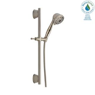 Delta 7-Spray Patterns 1.75 GPM 3.81 in. Wall Mount Handheld Shower Head with Slide Bar in Stainless 51589-SS