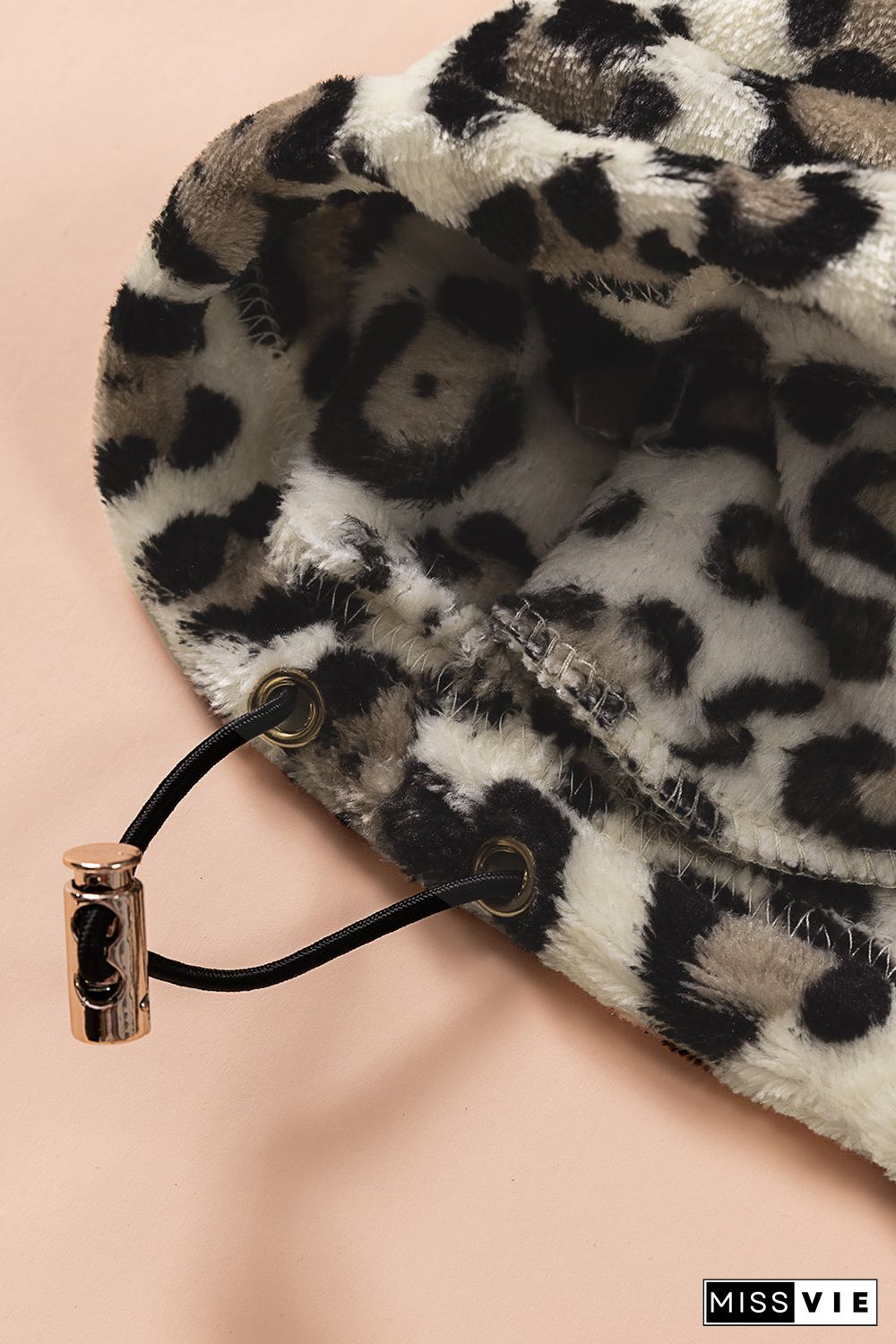 Leopard Print 1/4 Zip Turn-down Collar Sweatshirt