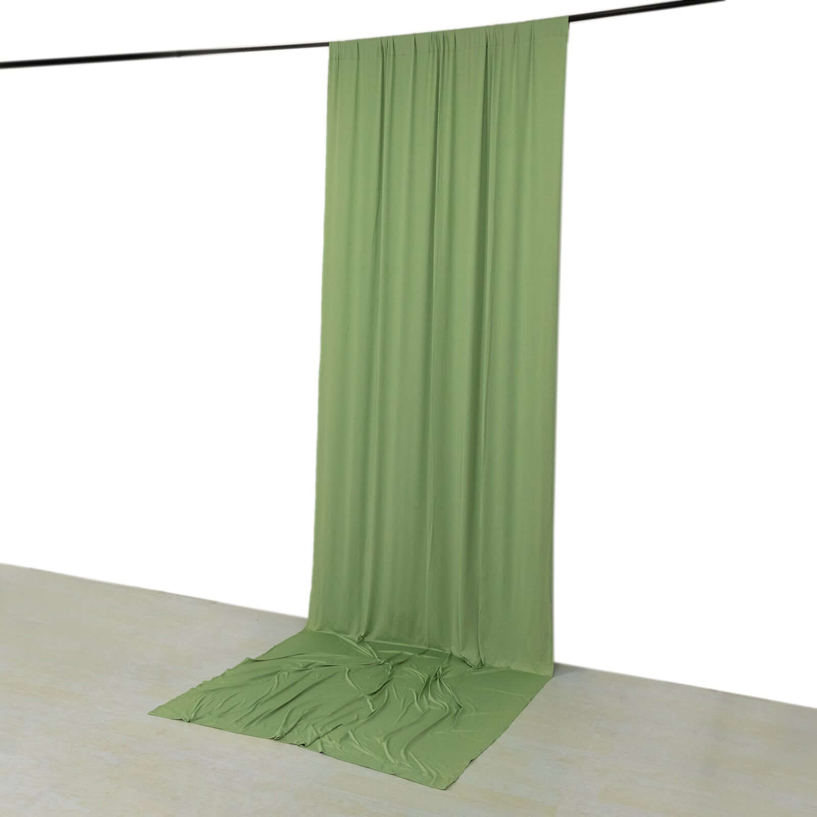 Sage Green 4-Way Stretch Spandex Backdrop Drape Curtain, Wrinkle Resistant Event Divider Panel with Rod Pockets - 5ftx14ft