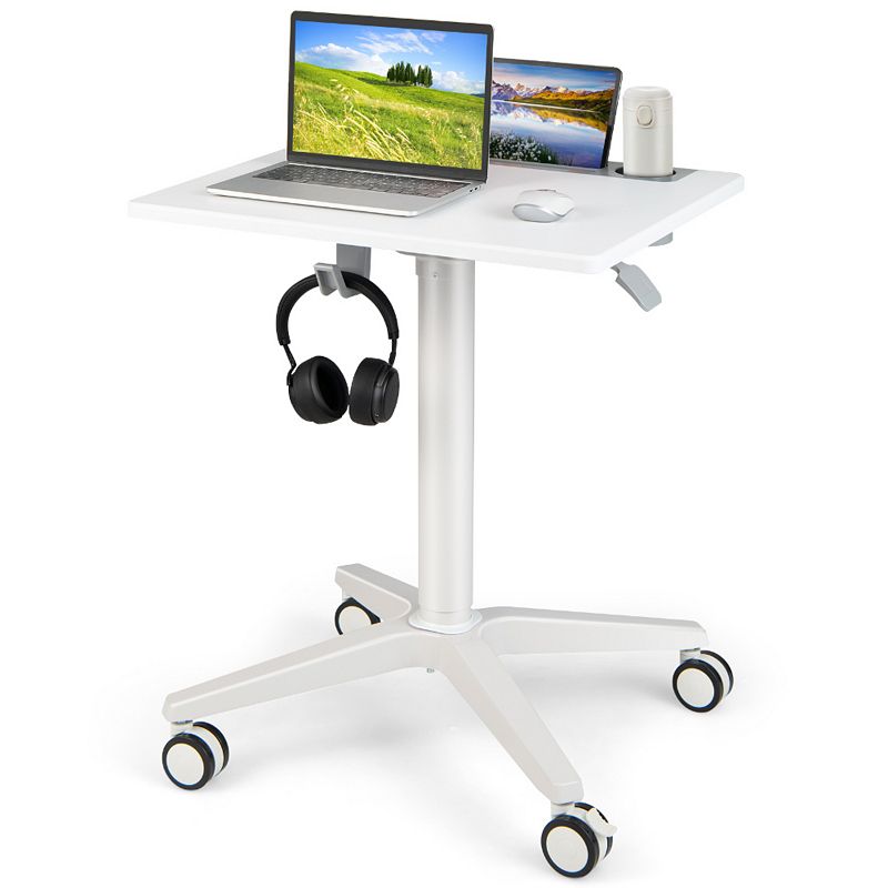 Mobile Laptop Desk with Tablet Holder for Home Office-White