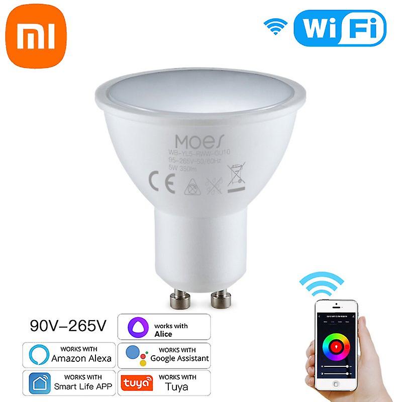 Xiaomi 5w Gu10 Wifi Smart Led Bulb Rgbw C+w  Dimmable Lamps Smart Life/tuya Remote Work With