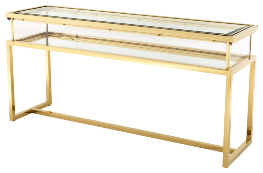 Gold Sliding Top Console Table  Eichholtz Harvey   Contemporary   Console Tables   by Oroa   Distinctive Furniture  Houzz