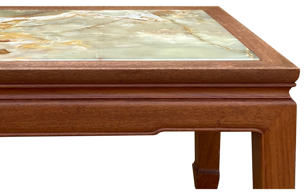 Simple Oriental Chinese Elm Wood Rectangular Stone Top Coffee Table Hcs7571   Asian   Coffee Tables   by Golden Lotus Antiques  Houzz