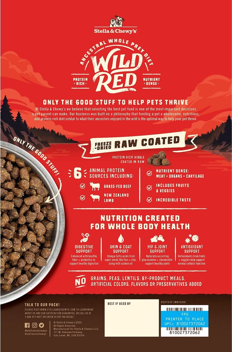 Stella and Chewy's Wild Red Raw Coated Kibble Grain-Free Red Meat Recipe Dry Dog Food