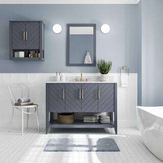 Home Decorators Collection Baybarn 48 in. W x 22 in. D x 35 in. H Bath Vanity in Blue Ash with Engineered Carrara Top and Sink 1924VA48-310925