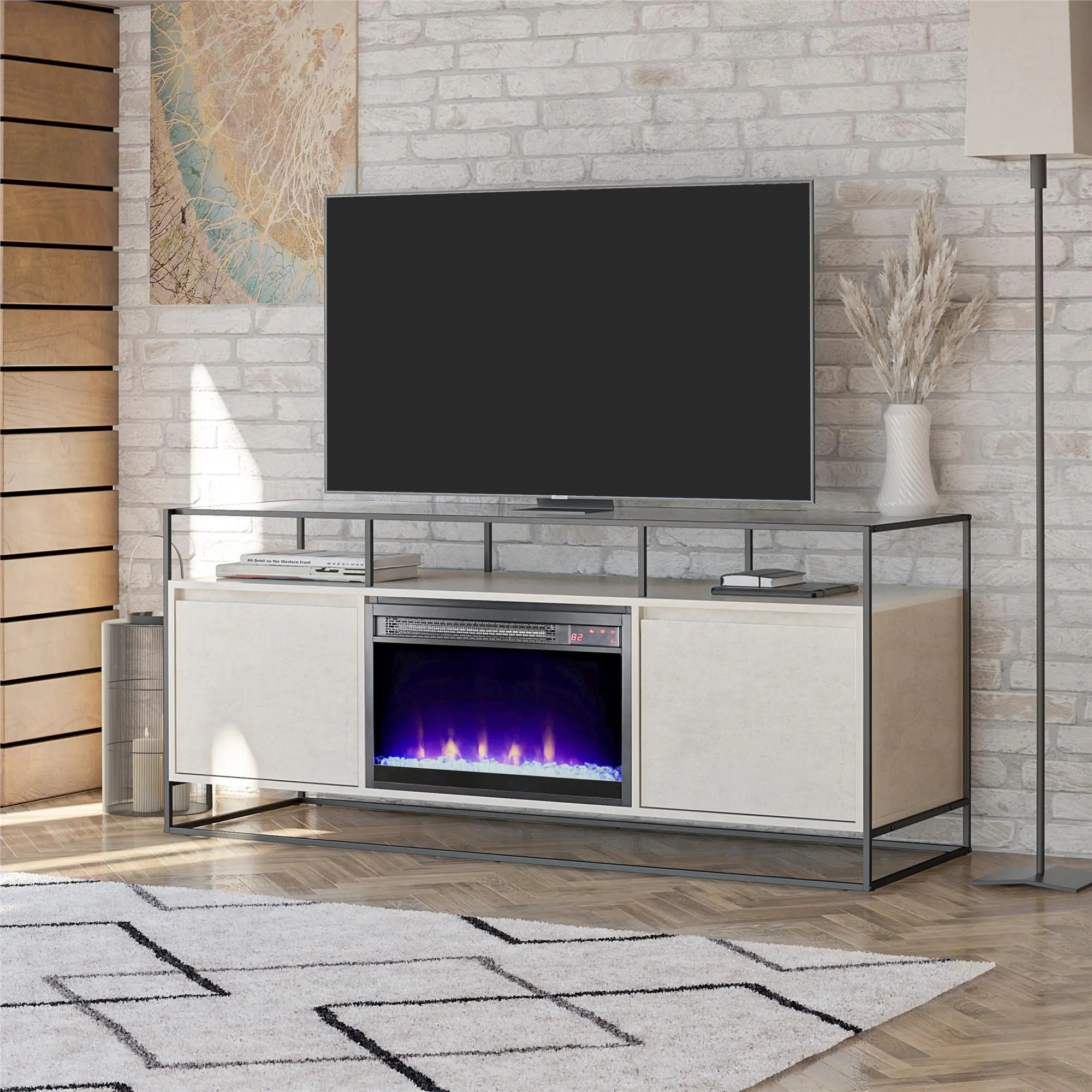 Camley White 60 Fireplace TV Stand