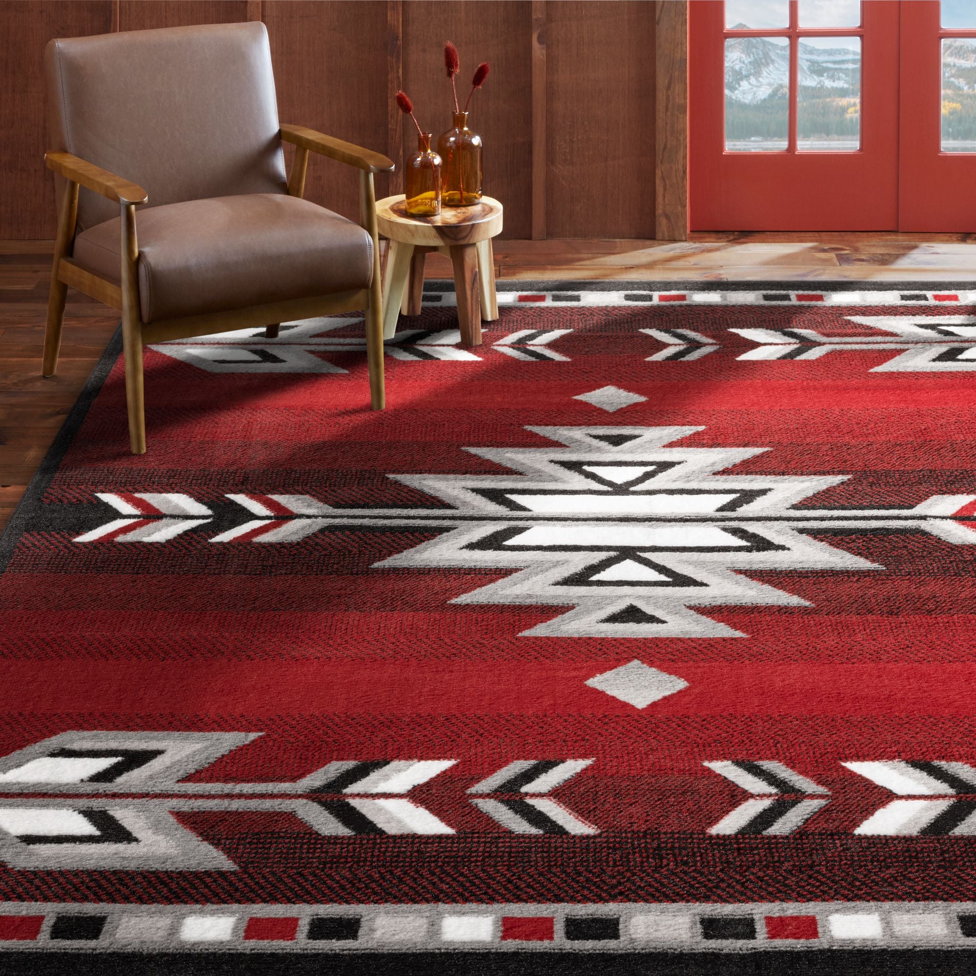 Home Dynamix Premium Sagrada Southwestern Geometric Area Rug, Red/Grey, 5'2