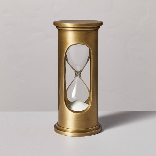 Decorative Brass Hourglass Antique Finish With Magnolia