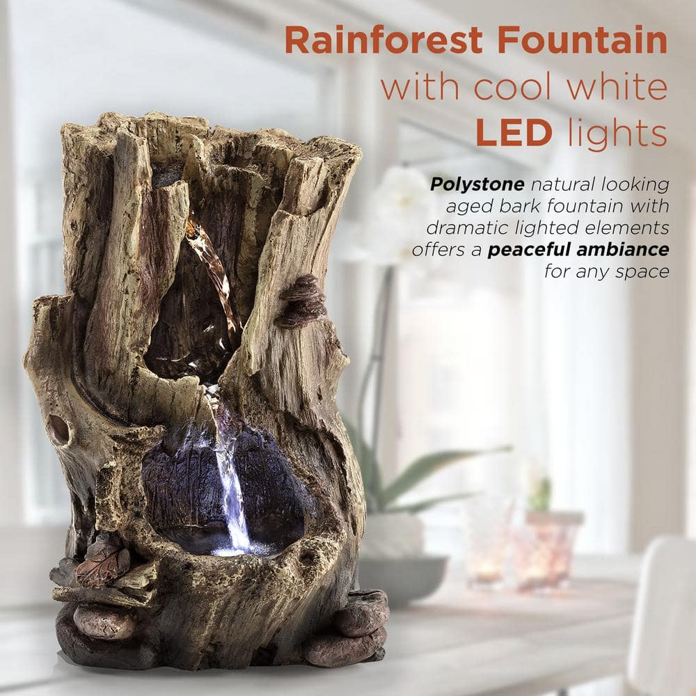 Alpine Corporation 11 in. Tall Indoor Rainforest Tabletop Fountain with LED Lights WIN326