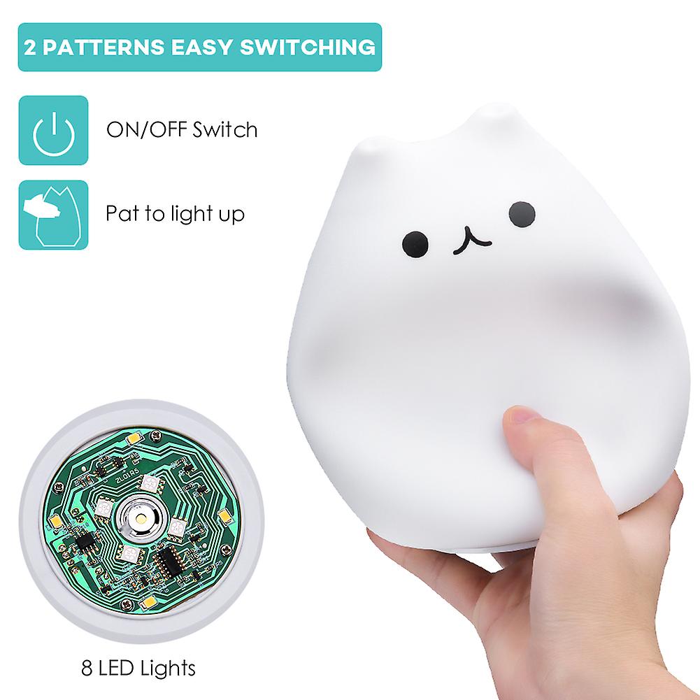 Led Cat Night Lights， Touch Control Dimmable Night Light， Rechargeable Silicone Table Night Light For Nursery Baby Toddler And Teen Room Decor