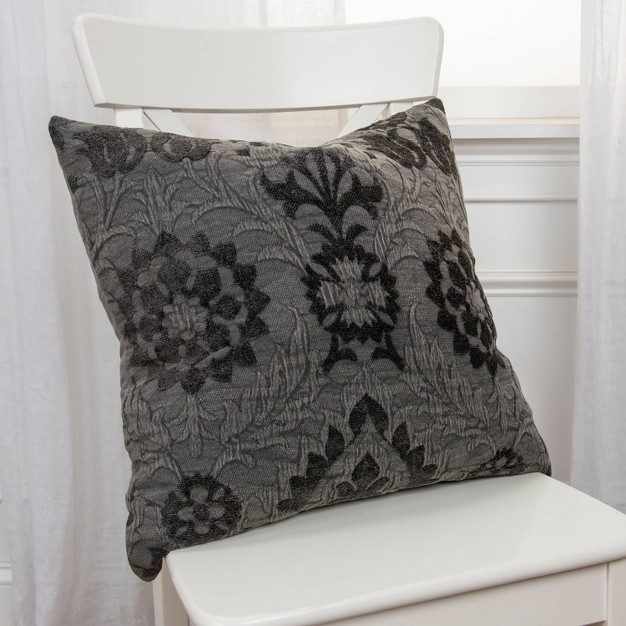 Oversize Medallion Square Throw Pillow Cover Charcoal Rizzy Home