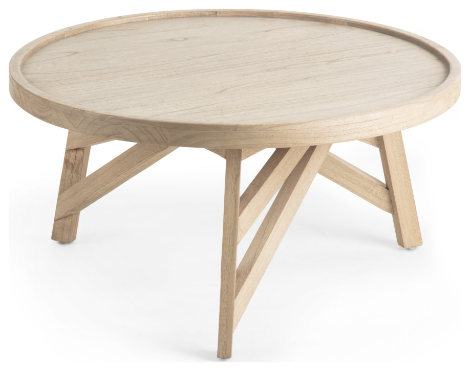 Round Gray Mindi Wooden Coffee Table  La Forma Thais   Transitional   Coffee Tables   by Oroa   Distinctive Furniture  Houzz