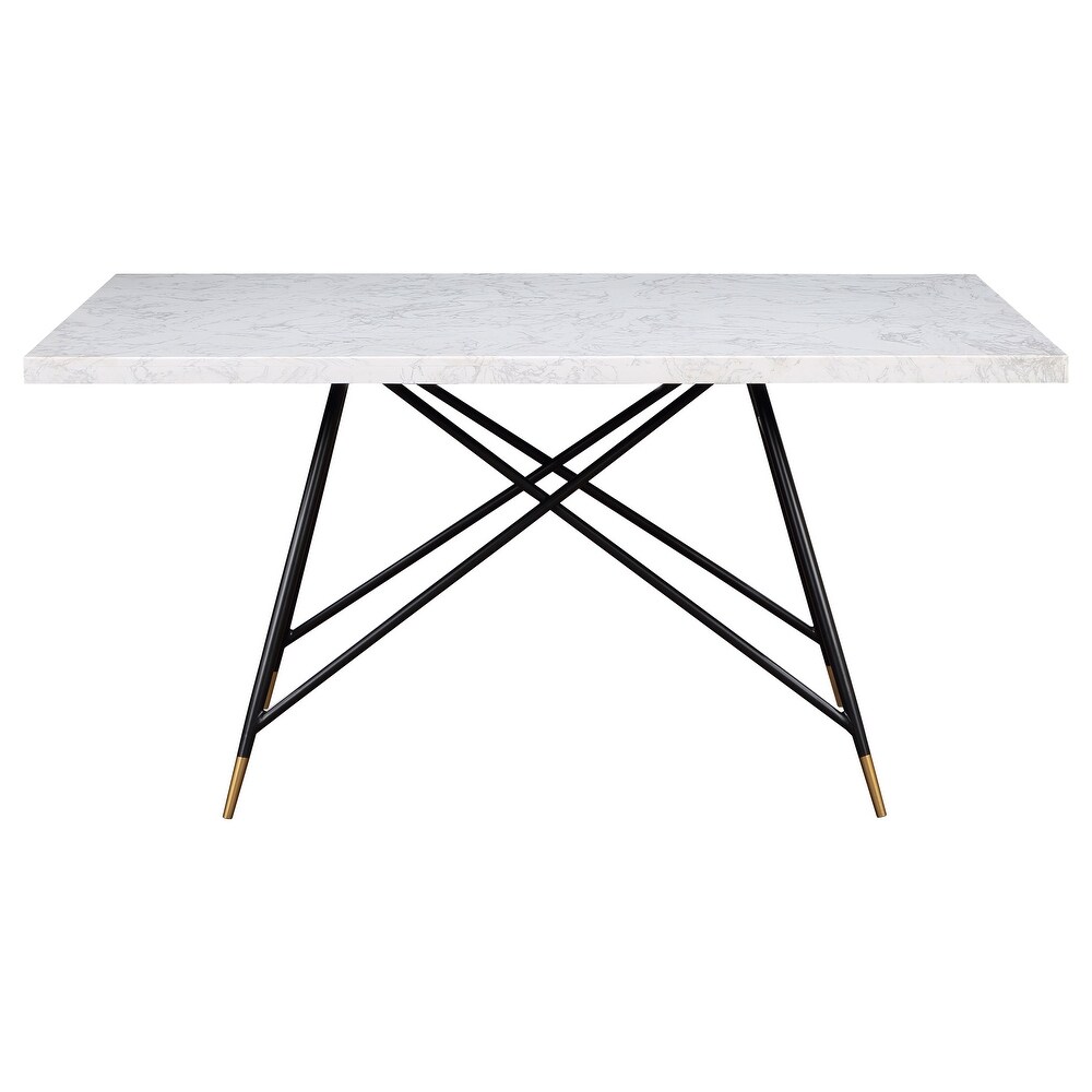 Coaster Furniture Gabrielle Rectangular Marble Top Dining Table White and Black   60.00'' x 35.50'' x 30.50''