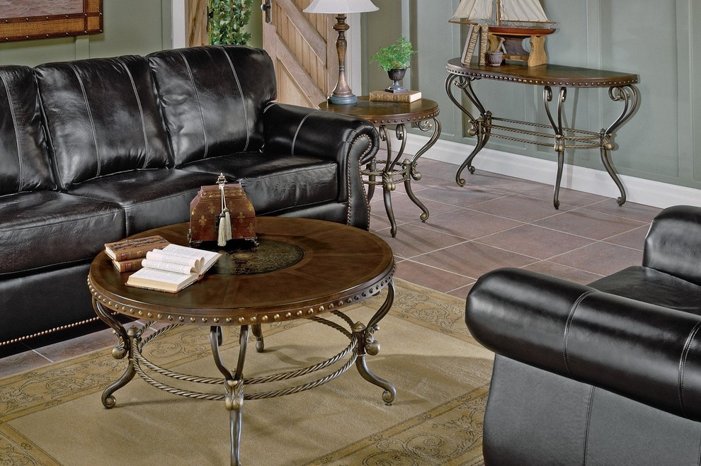 2 Piece Jafar Occasional Set Round Cocktail  1 Round End Table  Warm Brown   Mediterranean   Coffee Table Sets   by AMOC  Houzz