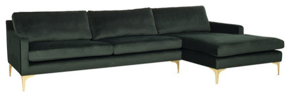 Safavieh Couture Brayson Chaise Sectional Sofa Hunter Green   Midcentury   Sectional Sofas   by Safavieh  Houzz