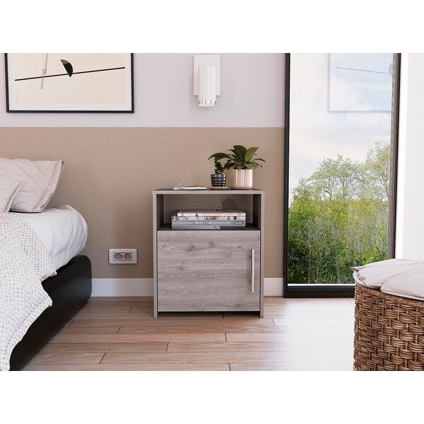 Modern Nightstand with 1 Open Shelf and 1 Door - - 37387782